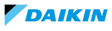 Daikin logo with stylized blue graphic on the left and the brand name "DAIKIN" in bold blue letters on a transparent background.